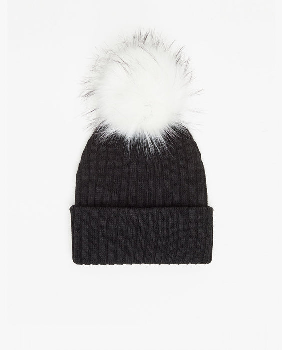 Black Knit Beanie (Interchangeable Pompom)