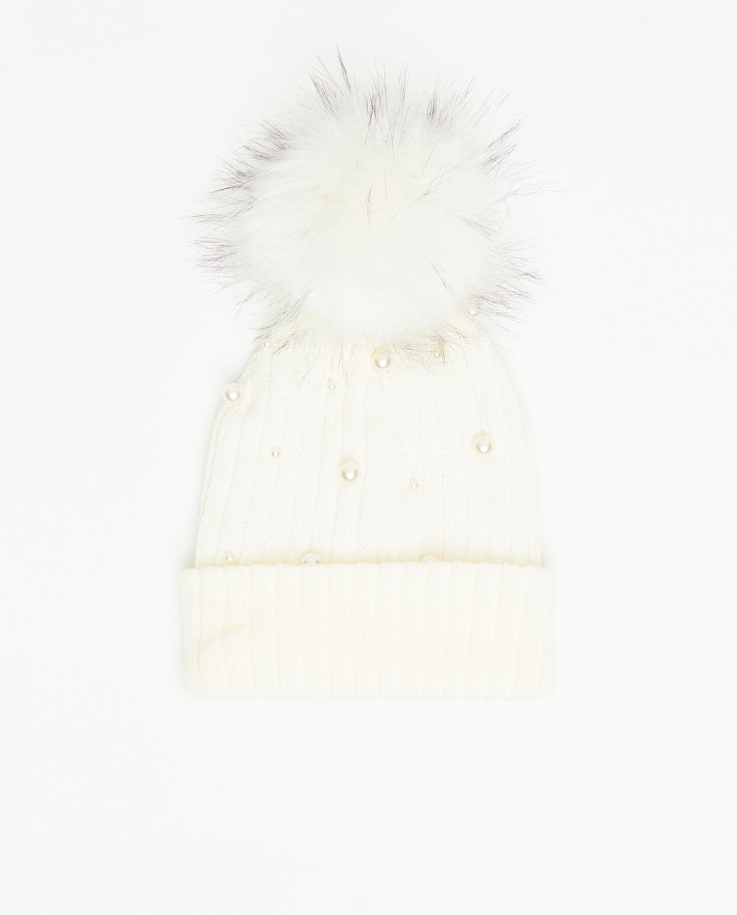 Knit Beanie Perles Blanc