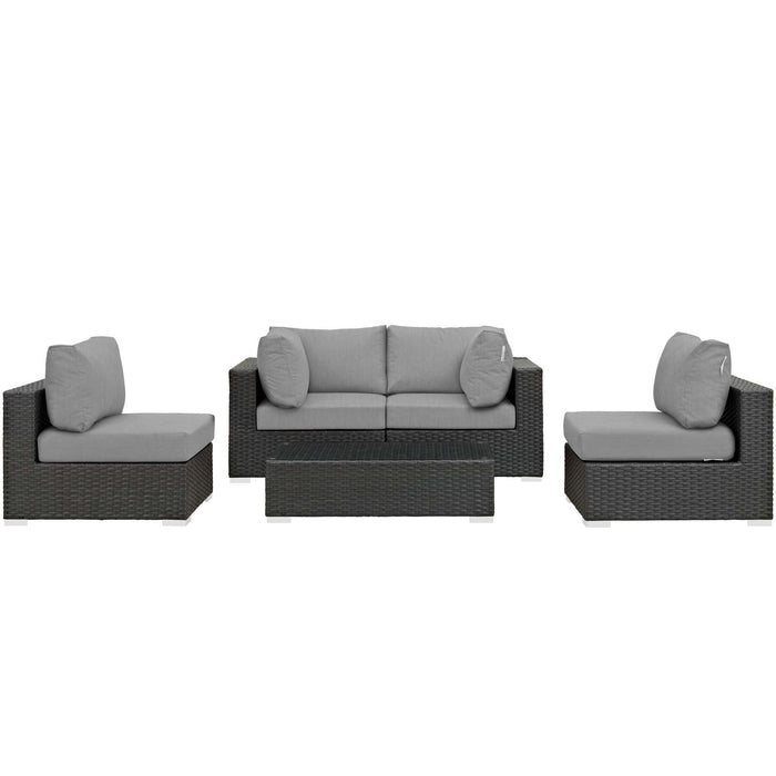 Sojourn 5 Piece Outdoor Patio Sunbrella® Sectional Set