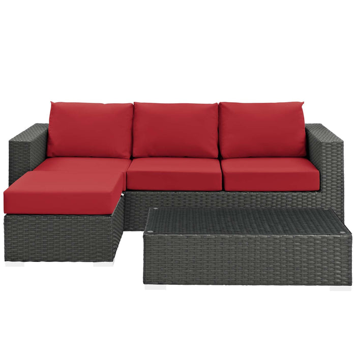 Sojourn 3 Piece Outdoor Patio Sunbrella® Sectional Set