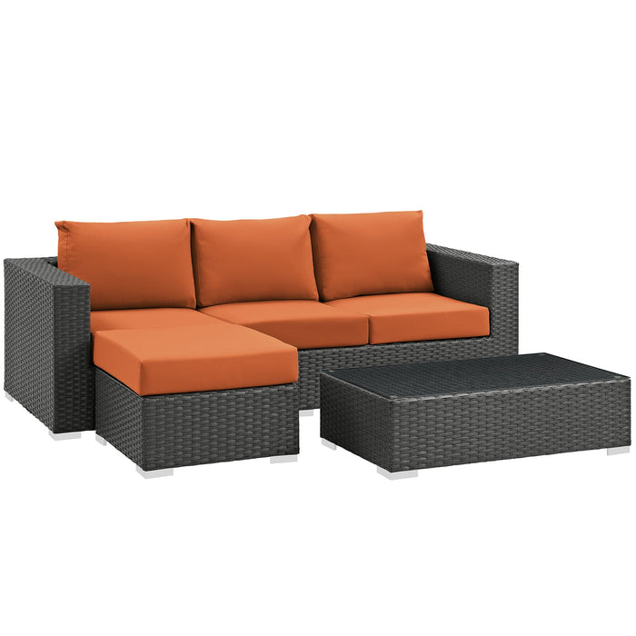 Sojourn 3 Piece Outdoor Patio Sunbrella® Sectional Set