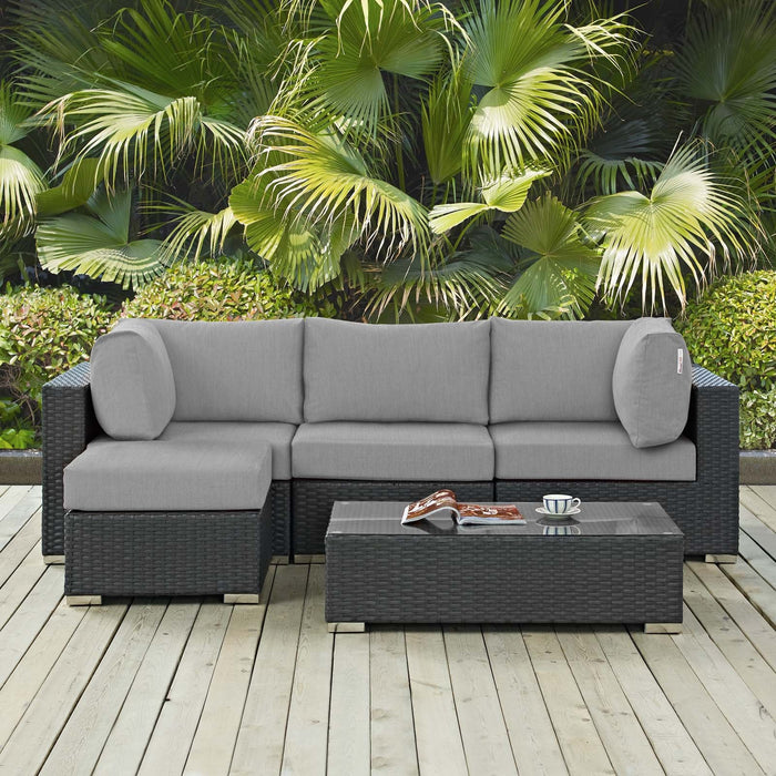 Sojourn 5 Piece Outdoor Patio Sunbrella® Sectional Set