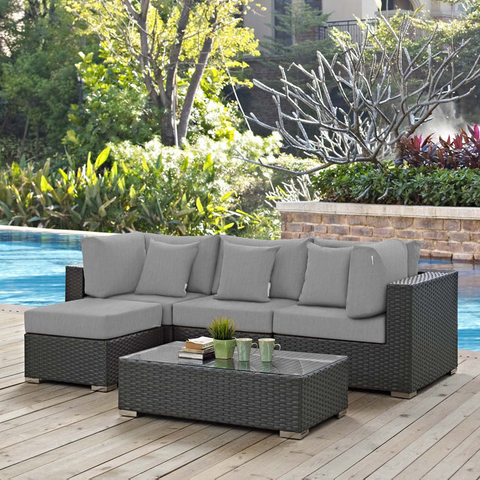 Sojourn 5 Piece Outdoor Patio Sunbrella® Sectional Set