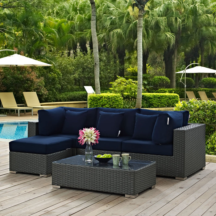 Sojourn 5 Piece Outdoor Patio Sunbrella® Sectional Set