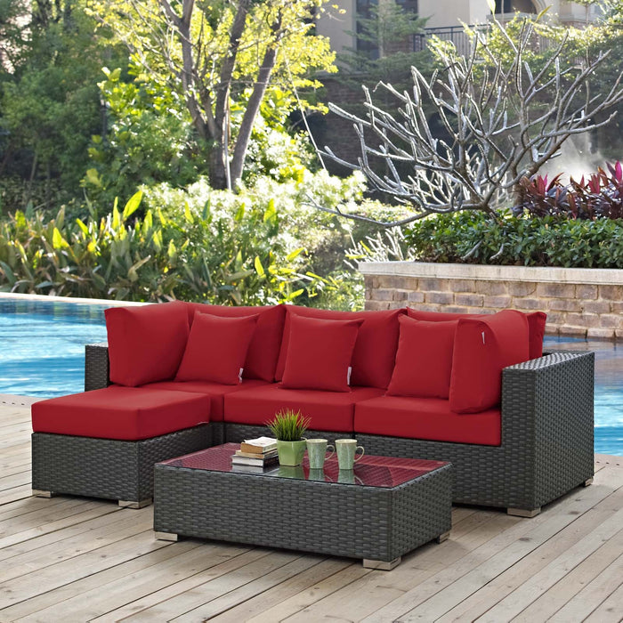 Sojourn 5 Piece Outdoor Patio Sunbrella® Sectional Set