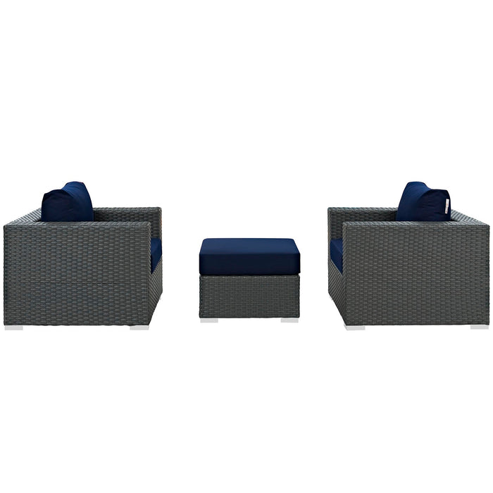 Sojourn 3 Piece Outdoor Patio Sunbrella® Sectional Set