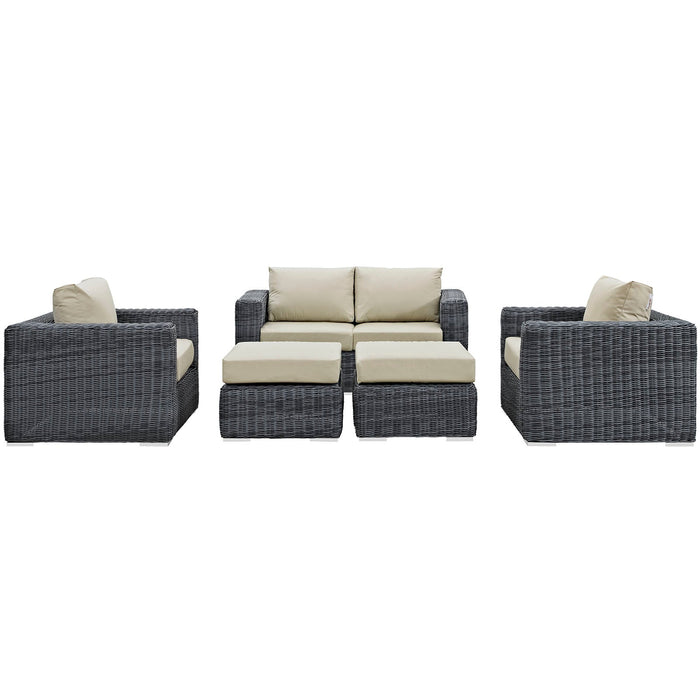 Summon 5 Piece Outdoor Patio Sunbrella® Sectional Set