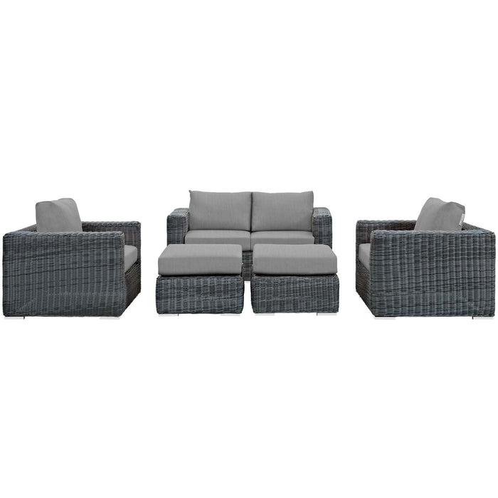 Summon 5 Piece Outdoor Patio Sunbrella® Sectional Set