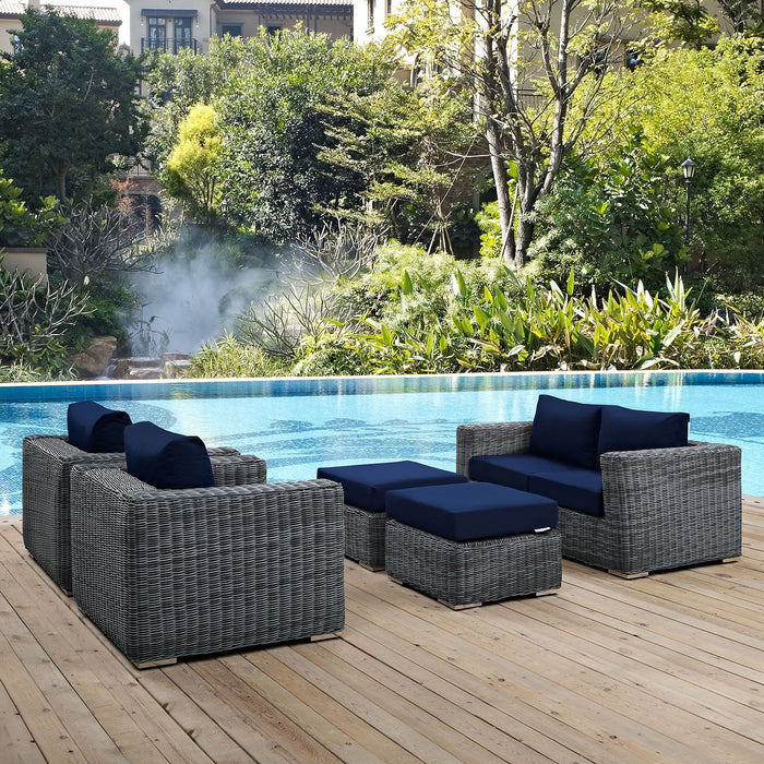 Summon 5 Piece Outdoor Patio Sunbrella® Sectional Set