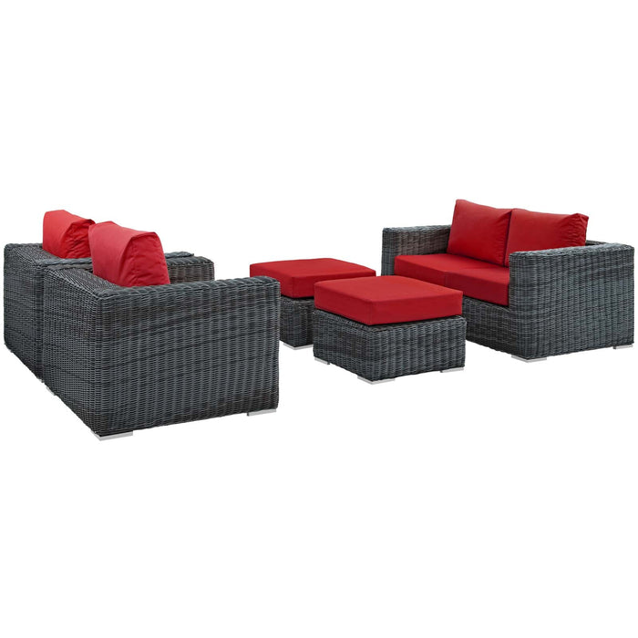 Summon 5 Piece Outdoor Patio Sunbrella® Sectional Set