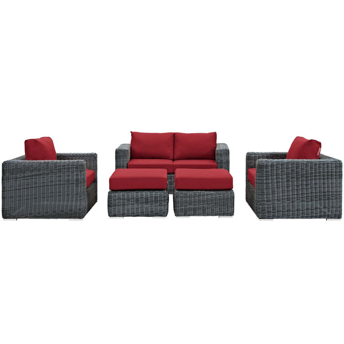 Summon 5 Piece Outdoor Patio Sunbrella® Sectional Set