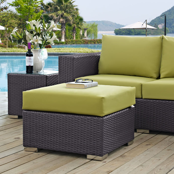 Convene Outdoor Patio Fabric Square Ottoman