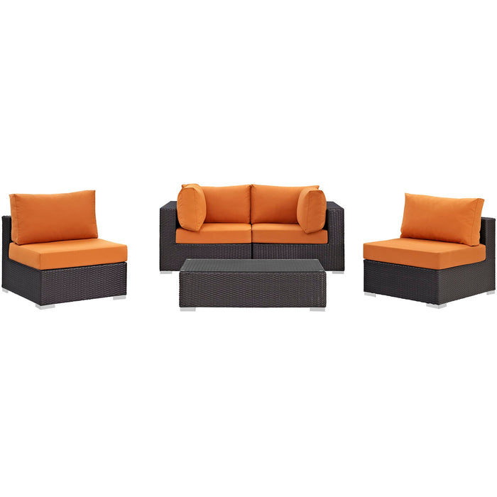 Convene 5 Piece Outdoor Patio Sectional Set