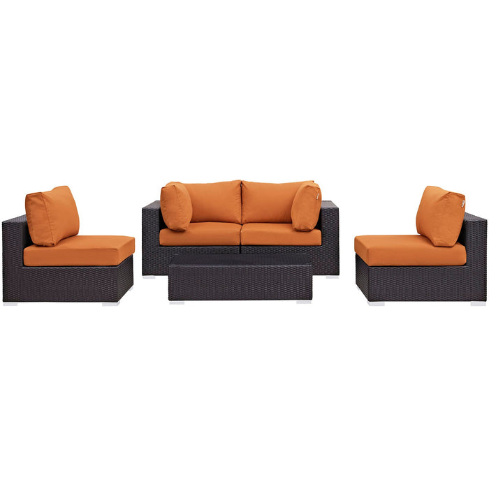 Convene 5 Piece Outdoor Patio Sectional Set