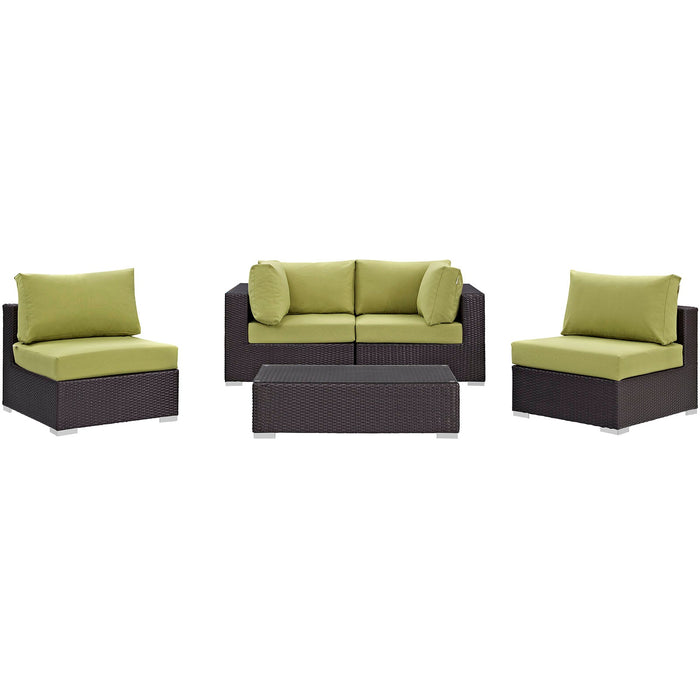 Convene 5 Piece Outdoor Patio Sectional Set