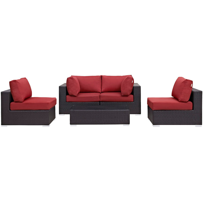 Convene 5 Piece Outdoor Patio Sectional Set