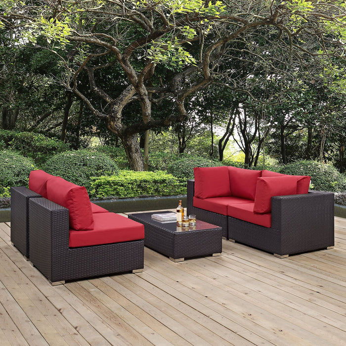 Convene 5 Piece Outdoor Patio Sectional Set