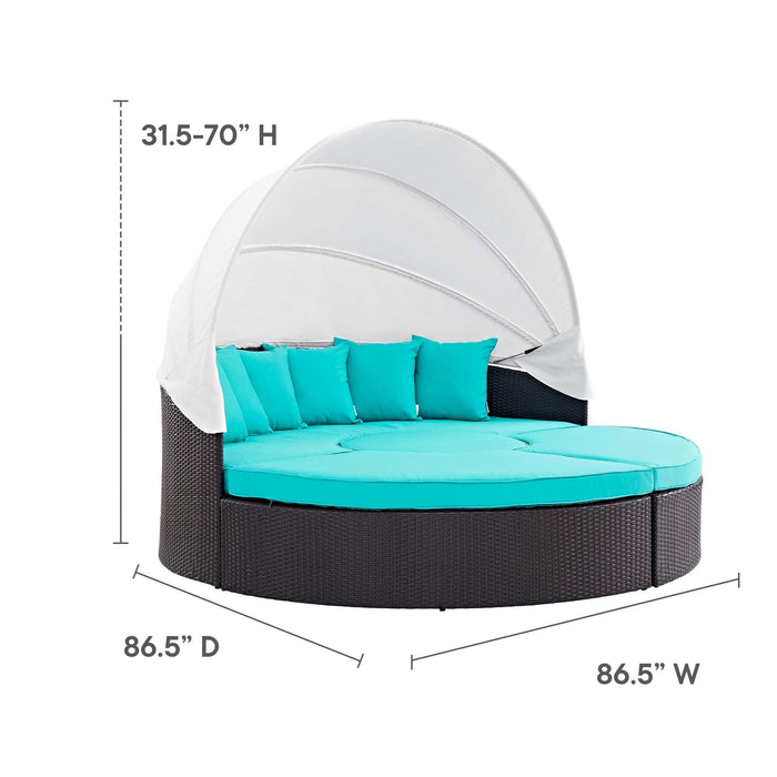 Convene Wicker Rattan Outdoor Patio Canopy Sectional Daybed