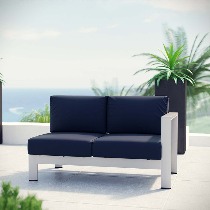 Shore Right-Arm Corner Sectional Outdoor Patio Aluminum Loveseat