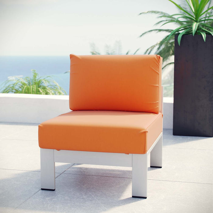 Shore Armless Outdoor Patio Aluminum Chair