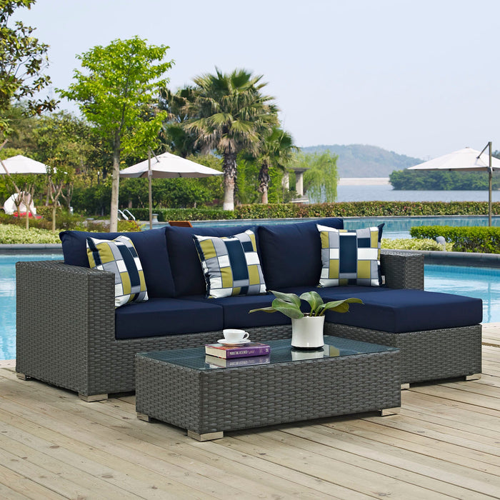 Sojourn 3 Piece Outdoor Patio Sunbrella® Sectional Set