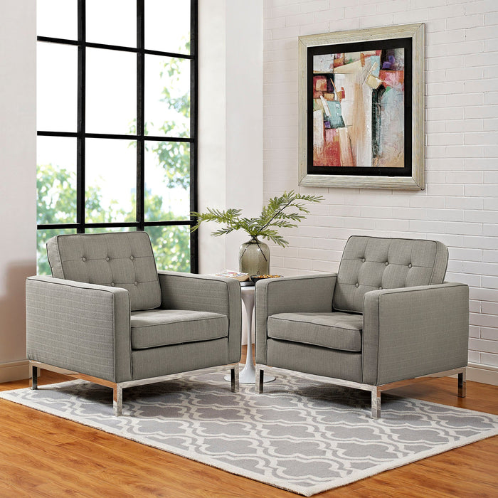 Loft Armchairs Upholstered Fabric Set of 2