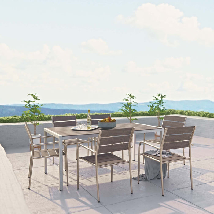 Shore 7 Piece Outdoor Patio Aluminum Dining Set