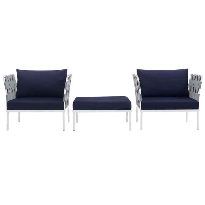 Harmony 3 Piece Outdoor Patio Aluminum Sectional Sofa Set