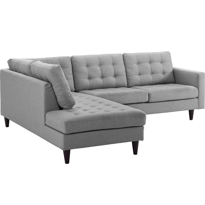 Empress 2 Piece Upholstered Fabric Left Facing Bumper Sectional