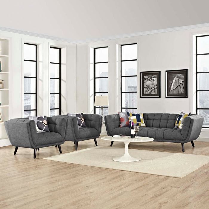 Bestow 3 Piece Upholstered Fabric Sofa and Armchair Set