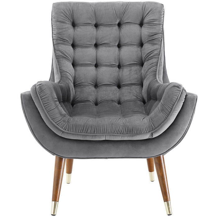 Suggest Button Tufted Performance Velvet Lounge Chair