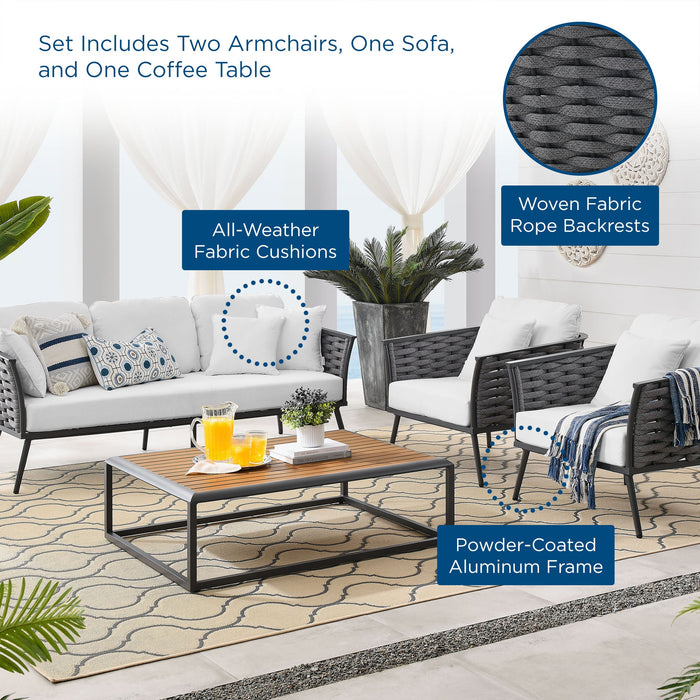 Stance 4 Piece Outdoor Patio Aluminum Sectional Sofa Set