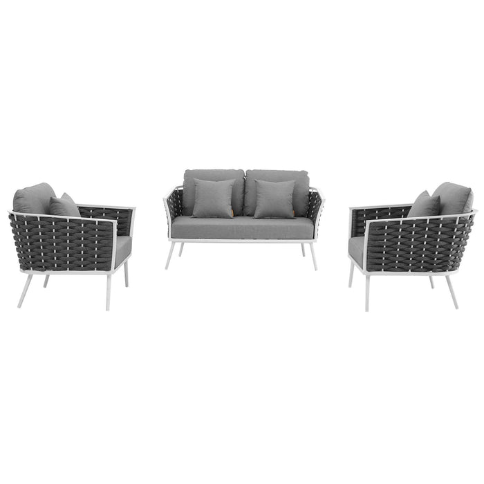 Stance 3 Piece Outdoor Patio Aluminum Sectional Sofa Set