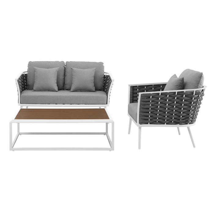 Stance 3 Piece Outdoor Patio Aluminum Sectional Sofa Set