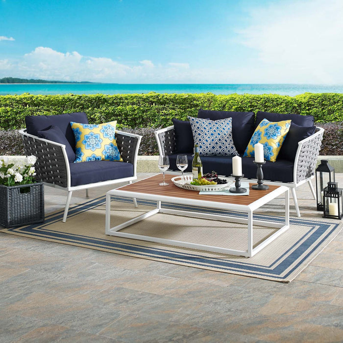 Stance 3 Piece Outdoor Patio Aluminum Sectional Sofa Set