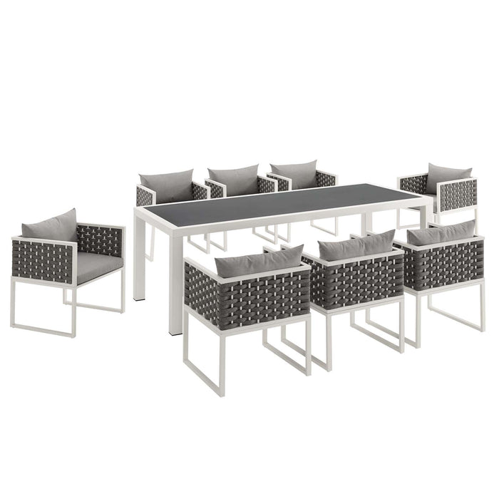 Stance 9 Piece Outdoor Patio Aluminum Dining Set