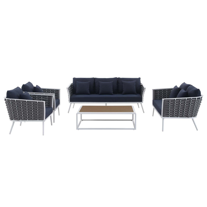 Stance 5 Piece Outdoor Patio Aluminum Sectional Sofa Set