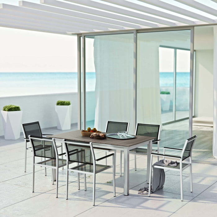 Shore 7 Piece Outdoor Patio Aluminum Dining Set