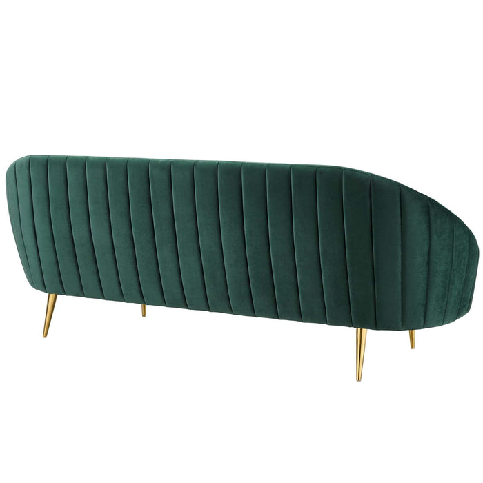 Sublime Vertical Curve Back Performance Velvet Sofa