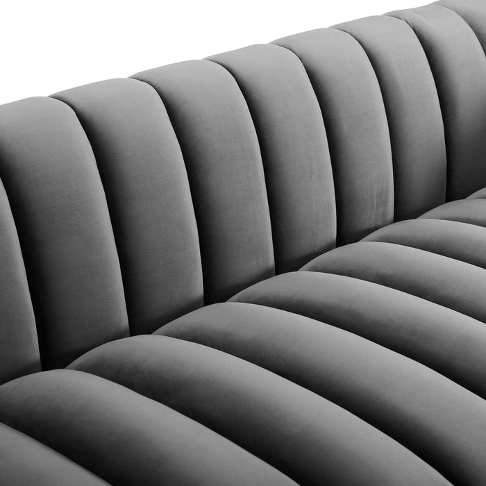 Entertain Vertical Channel Tufted Performance Velvet Sofa