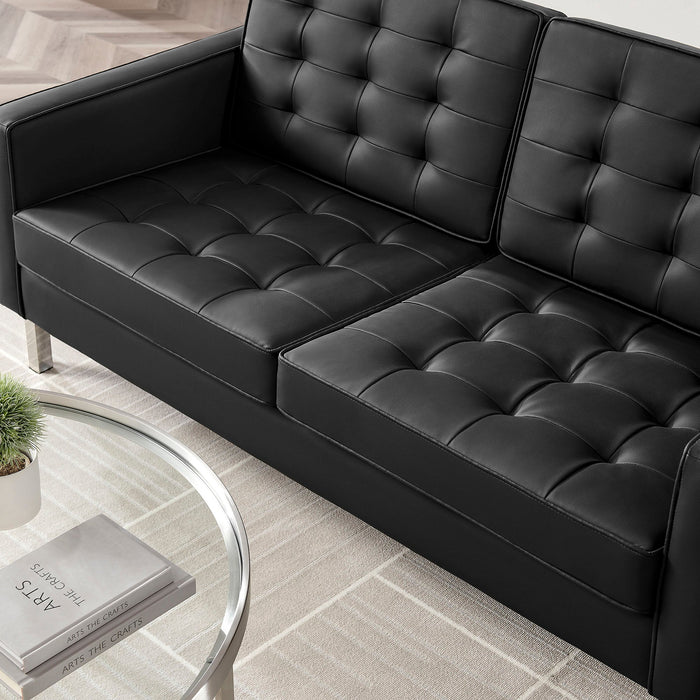 Loft Tufted Vegan Leather Loveseat