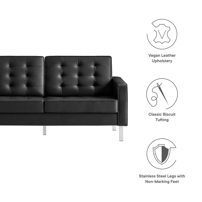 Loft Tufted Vegan Leather Loveseat