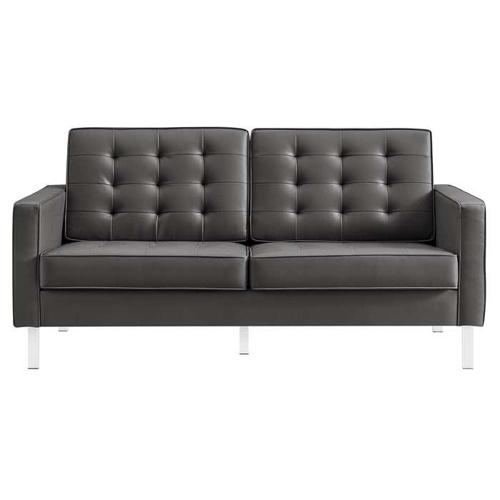 Loft Tufted Vegan Leather Loveseat