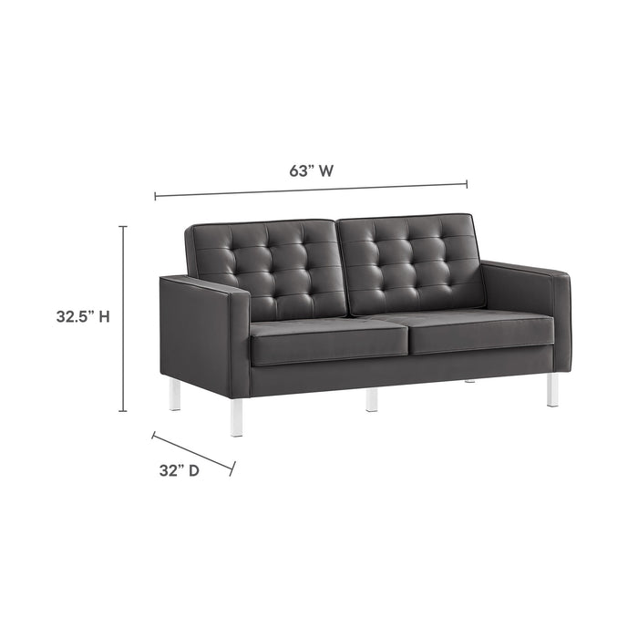 Loft Tufted Vegan Leather Loveseat