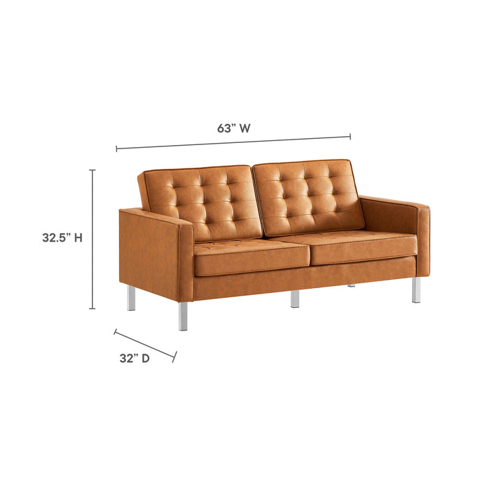 Loft Tufted Vegan Leather Loveseat