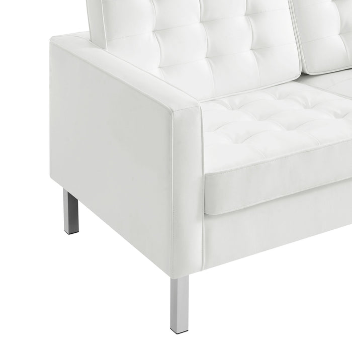 Loft Tufted Vegan Leather Loveseat