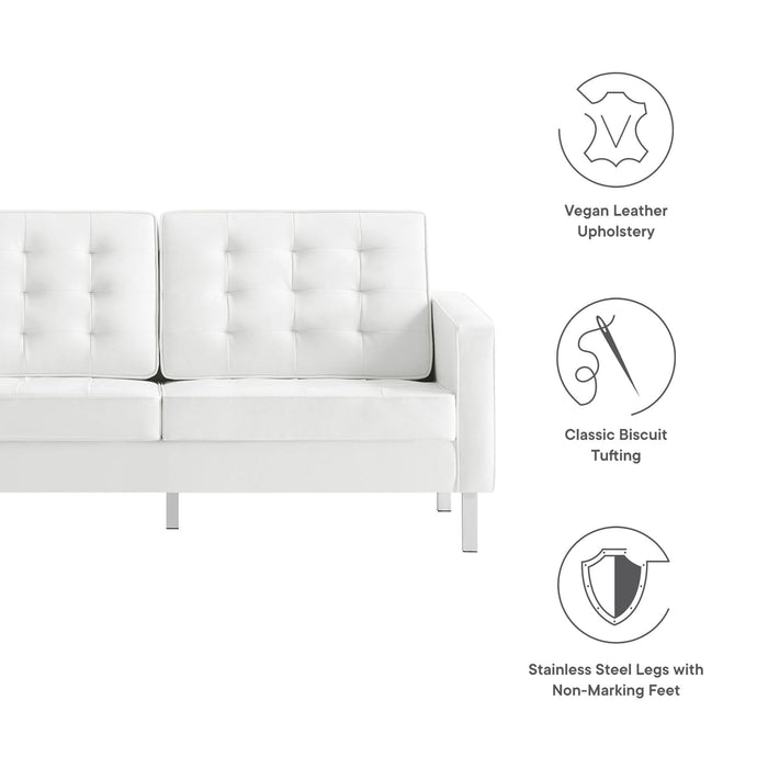 Loft Tufted Vegan Leather Loveseat