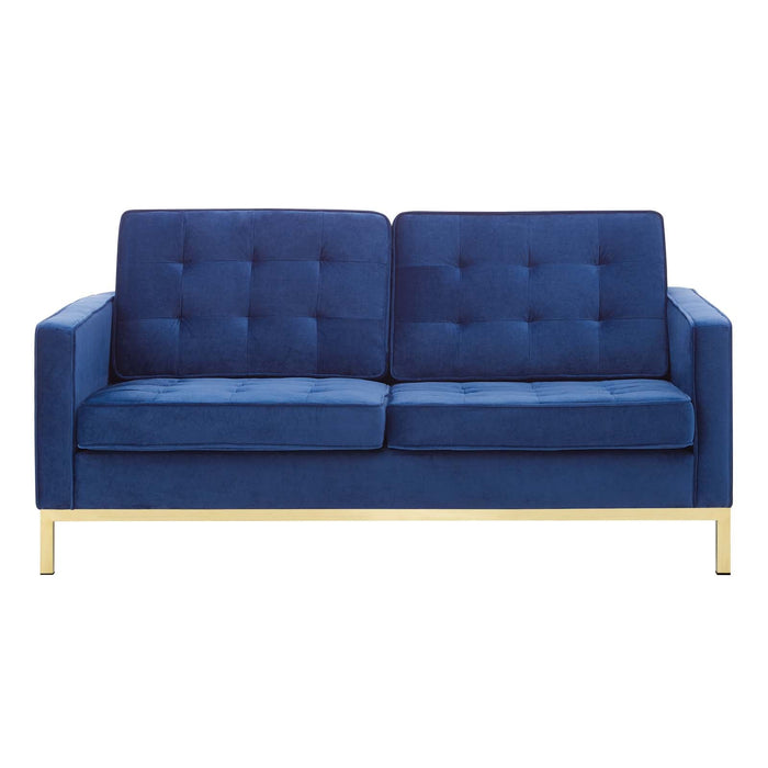 Loft Gold Stainless Steel Leg Performance Velvet Loveseat