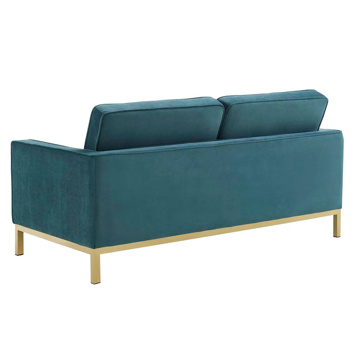 Loft Gold Stainless Steel Leg Performance Velvet Loveseat