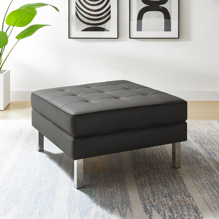 Loft Tufted Vegan Leather Ottoman